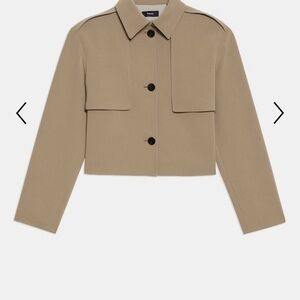 Theory Cropped Trench Blazer with Cropped Design and Pointed Collar